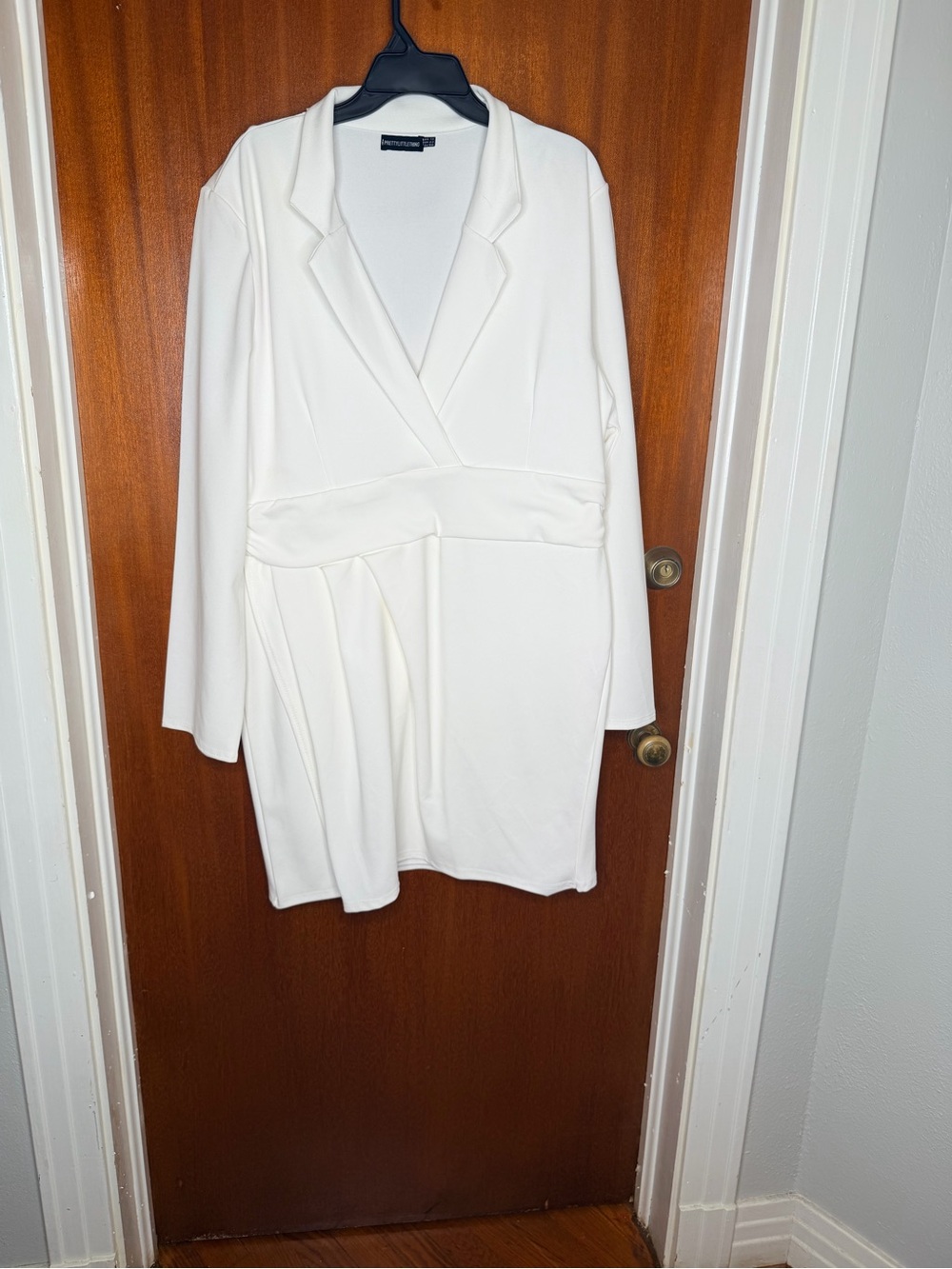 PrettyLittleThing White Wrap-Front Long Sleeve Dress